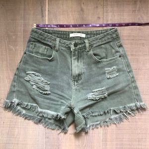 Dolls Kill size small green cut off rip short